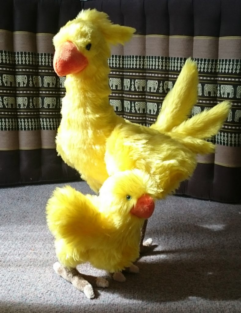 Chicibo and mother chocobo plushes