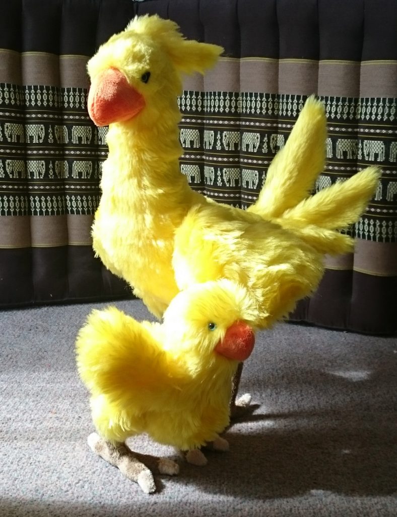 Chicibo and mother chocobo plushes