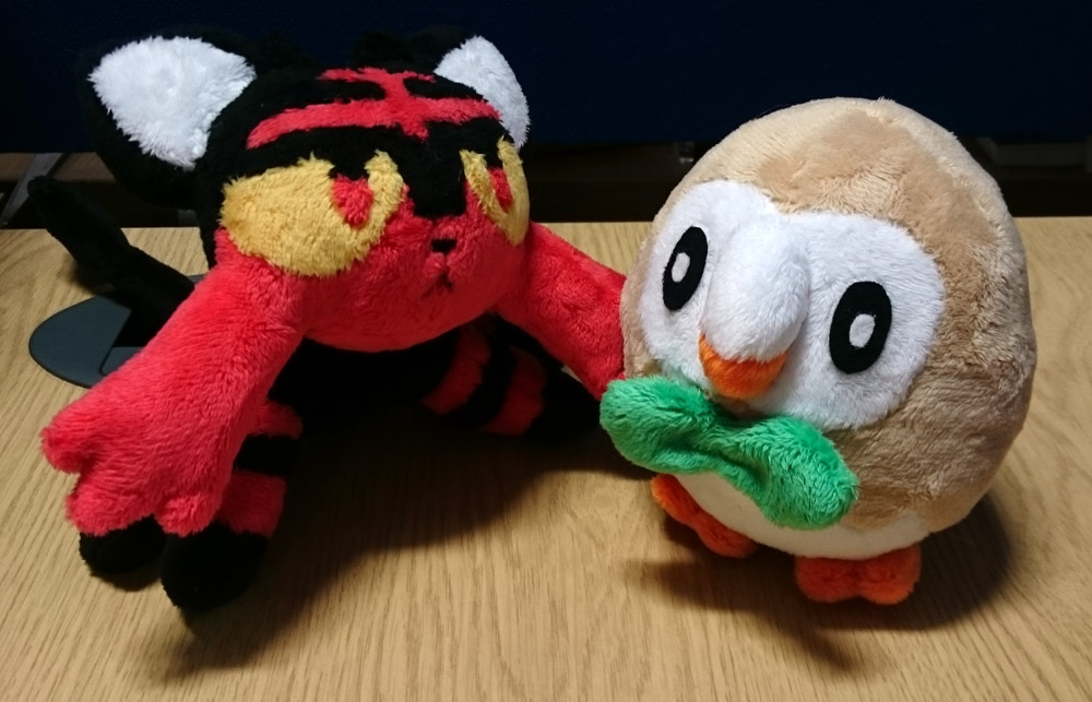 litten and rowlet plushes